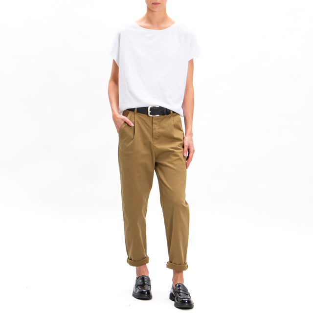 Zeroassoluto-Pantalone LOLA boyfriend cotone elasticizzato - kaky