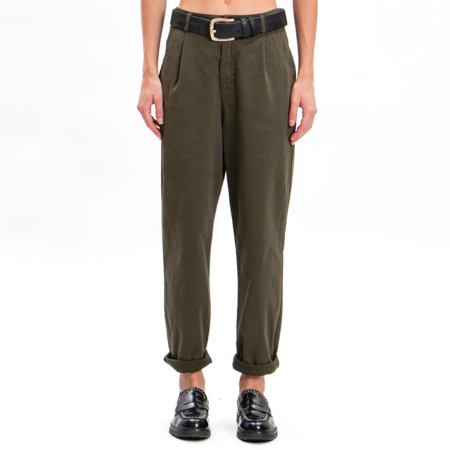 Zeroassoluto-LOLA boyfriend stretch cotton trousers - military