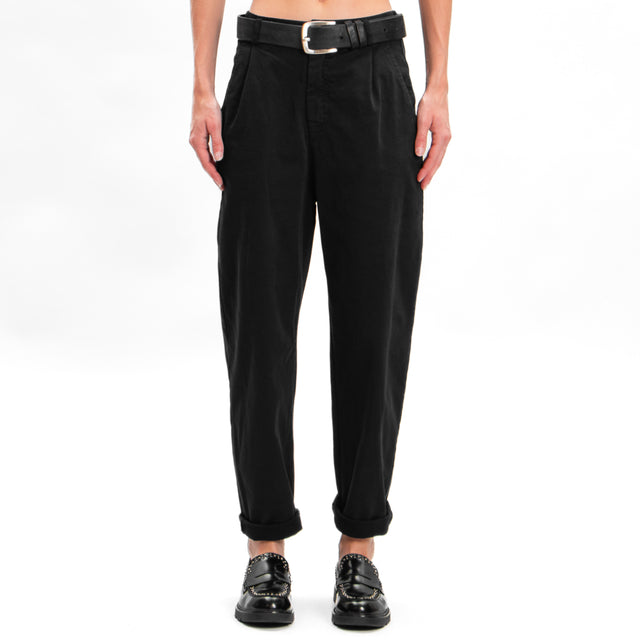 Zeroassoluto-Pantalone LOLA boyfriend cotone elasticizzato - nero