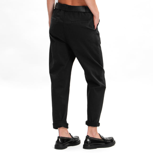 Zeroassoluto-Pantalone LOLA boyfriend cotone elasticizzato - nero