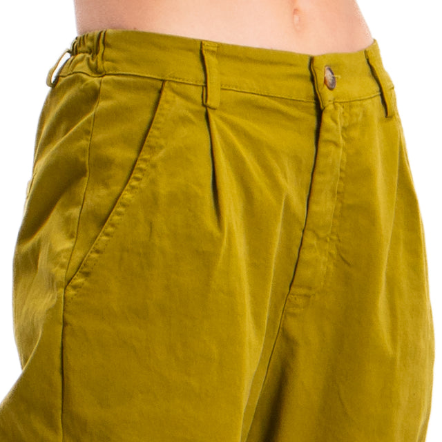 Zeroassoluto-Pantalone LOLA boyfriend cotone elasticizzato - olio