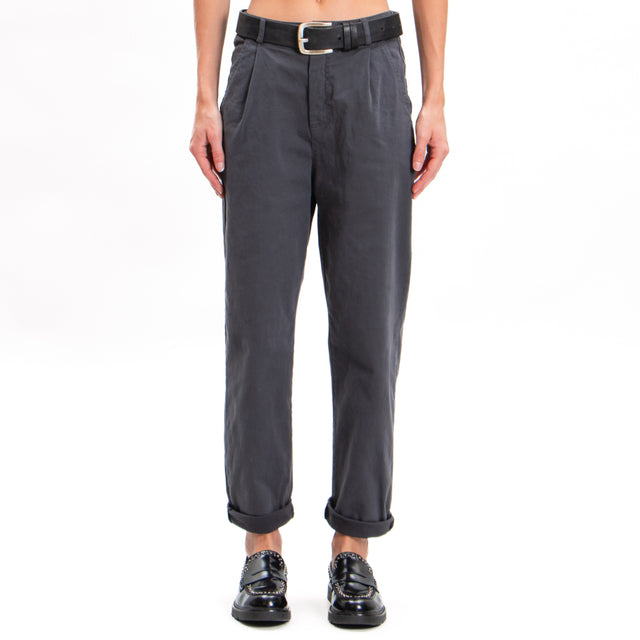 Zeroassoluto-LOLA boyfriend stretch cotton trousers - lead