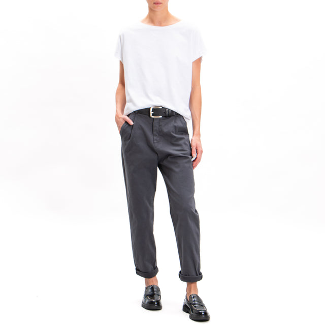 Zeroassoluto-LOLA boyfriend stretch cotton trousers - lead