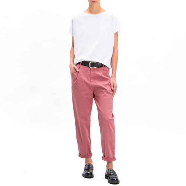 Zeroassoluto-LOLA boyfriend stretch cotton trousers - rose