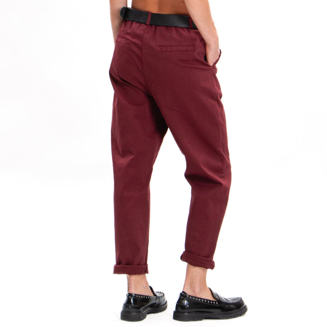 Zeroassoluto-LOLA boyfriend stretch cotton trousers - wine