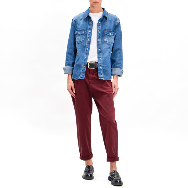 Zeroassoluto-LOLA boyfriend stretch cotton trousers - wine