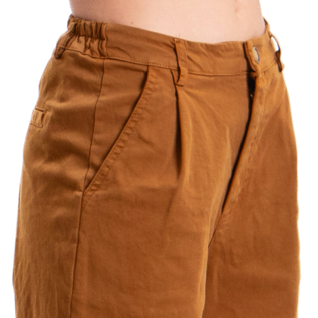 Zeroassoluto-Pantalone LOLA boyfriend cotone elasticizzato - whiskey