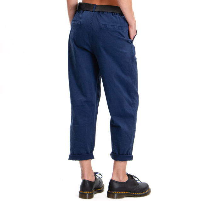 Zeroassoluto-Pantalone LORY baggy cotone elasticizzato - blu