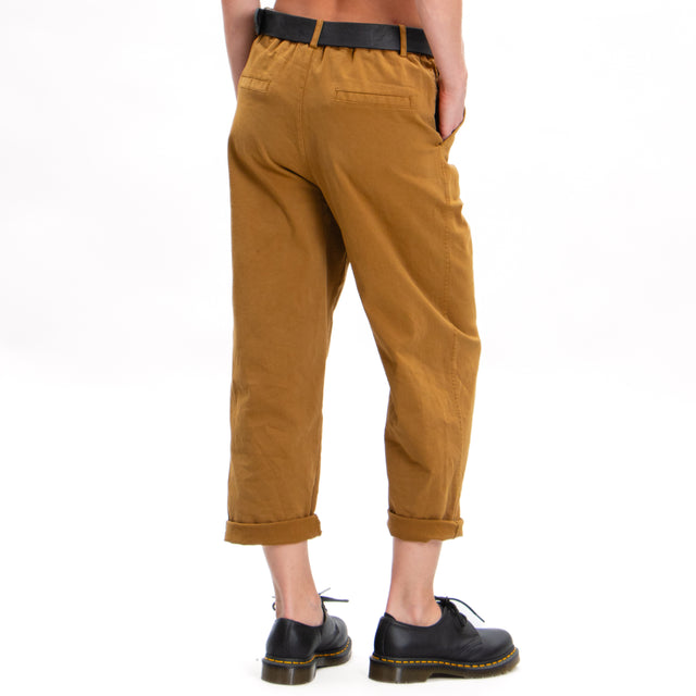 Zeroassoluto-LORY baggy stretch cotton trousers - humus