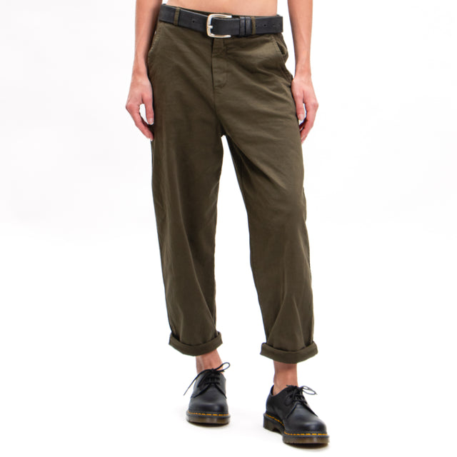 Zeroassoluto-Pantalone LORY baggy cotone elasticizzato - militare