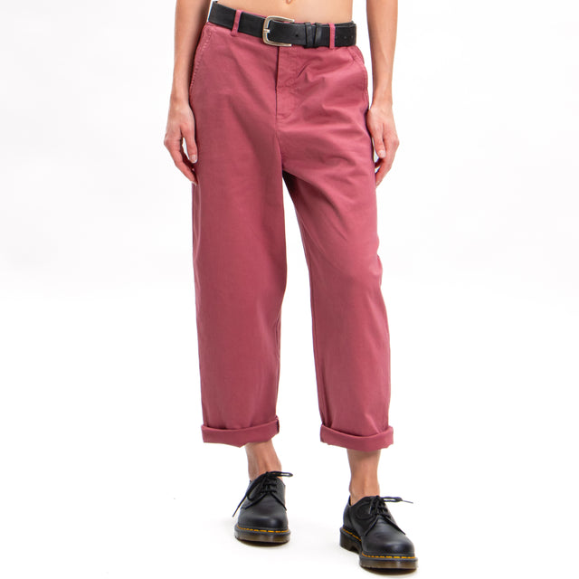 Zeroassoluto-LORY baggy stretch cotton trousers - rose