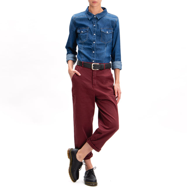 Zeroassoluto-LORY baggy stretch cotton trousers - wine