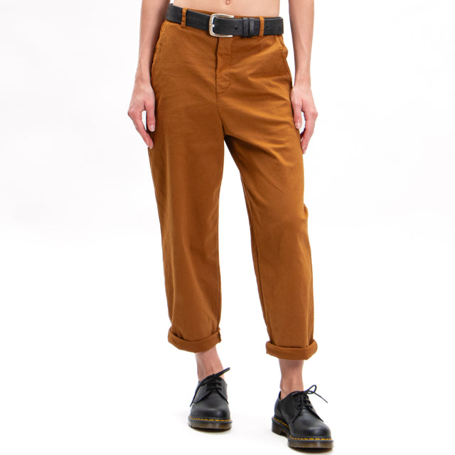 Zeroassoluto-LORY baggy stretch cotton trousers - whiskey