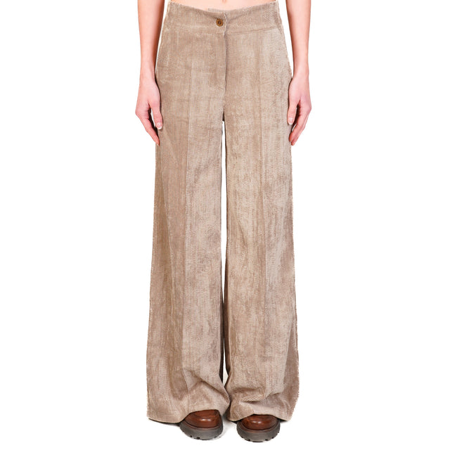 Zeroassoluto- Pantalone ANDY velluto 500 righe - taupe