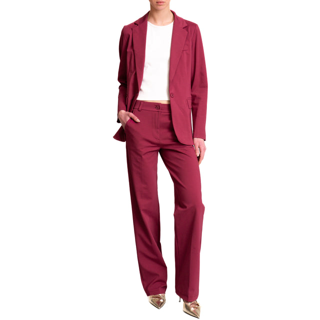 Zeroassoluto-Pantalone BELLE straight fit punto milano - cherry