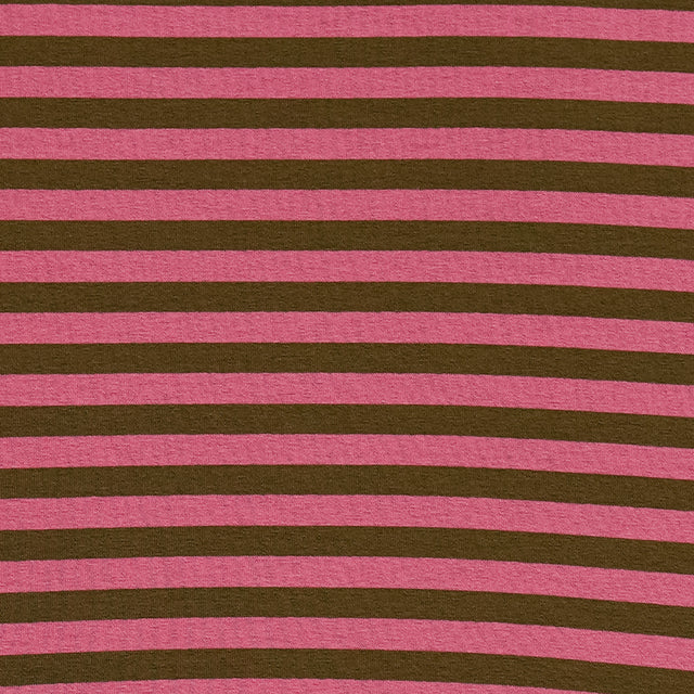 Zeroassoluto-V-neck striped jersey T-shirt - rose/military