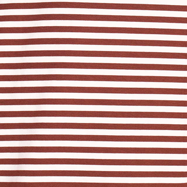 Zeroassoluto-V-neck striped jersey T-shirt - leather/butter