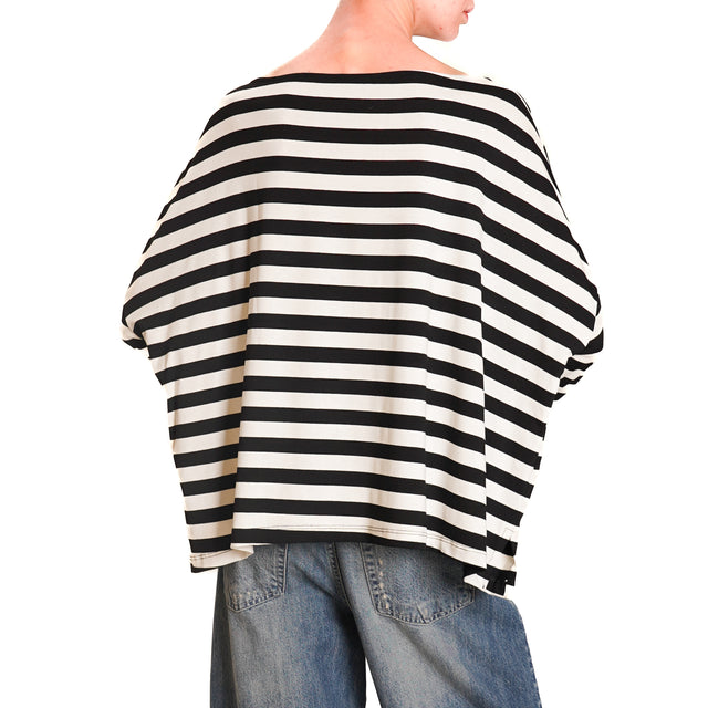 Zeroassoluto-CLIO wide stripe jersey T-shirt - milk/black