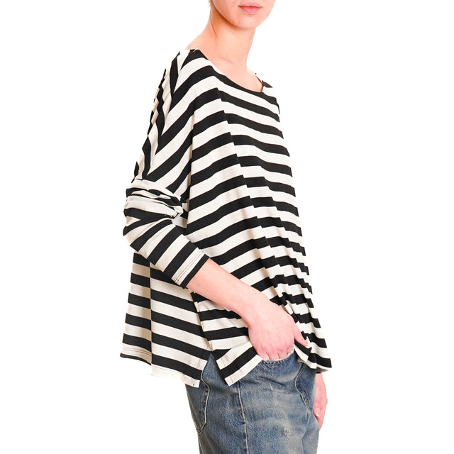 Zeroassoluto-CLIO wide stripe jersey T-shirt - milk/black