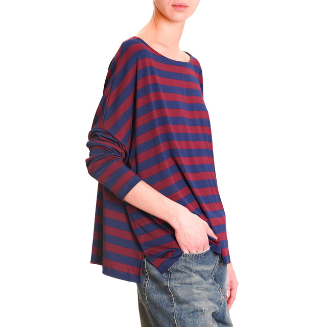 Zeroassoluto-CLIO wide stripe jersey T-shirt - wine/blue