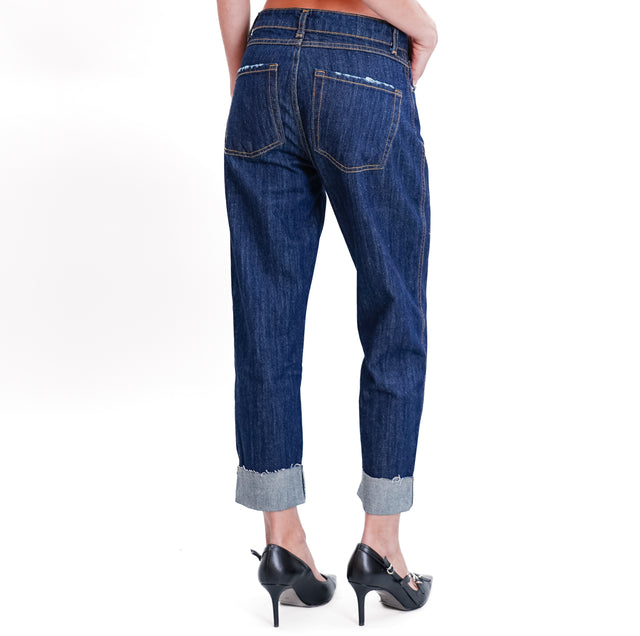 Zeroassoluto-Jeans COLO boyfriend taglio vivo - denim scuro