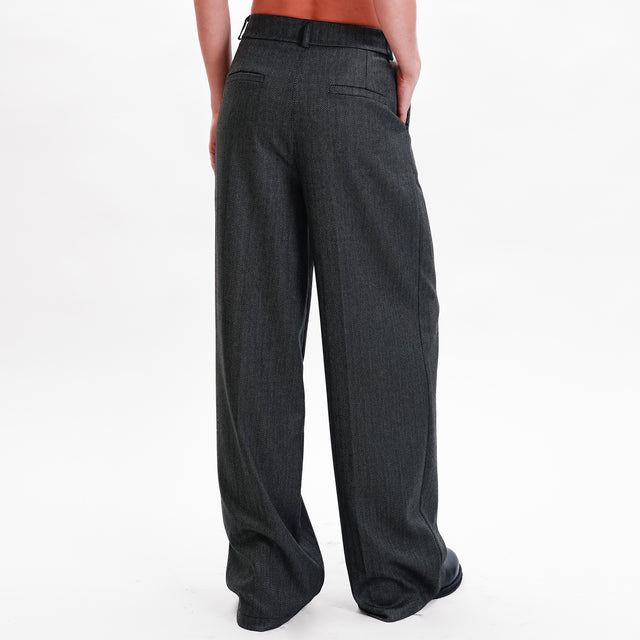 Zeroassoluto-Pantalone GENDER wide leg genderless - spinato grigio/nero