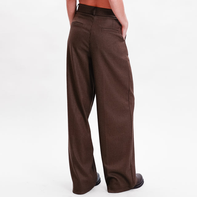 Zeroassoluto-Pantalone GENDER wide leg genderless - pied de poule sigaro/nero