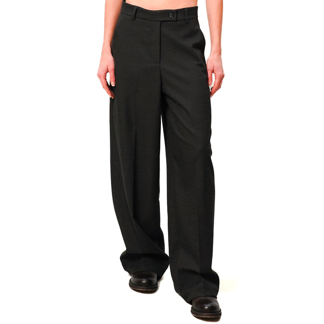 Zeroassoluto-Pantalone GENDER wide leg genderless - spinato antracite