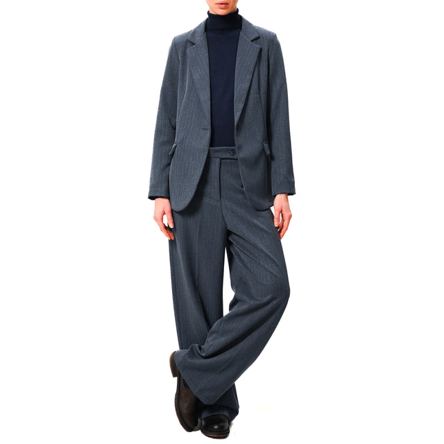 Zeroassoluto-Pantalone GENDER wide leg genderless - spinato blu