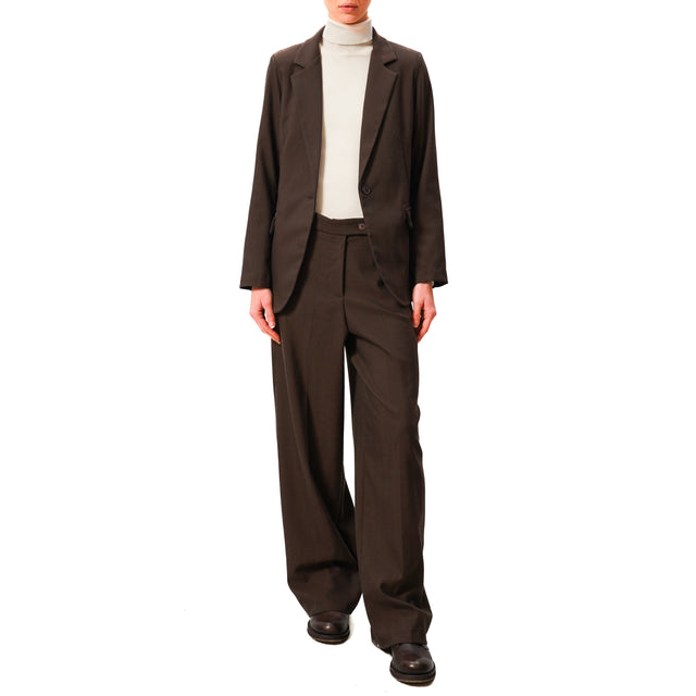 Zeroassoluto-Pantalone GENDER wide leg genderless - spinato moro