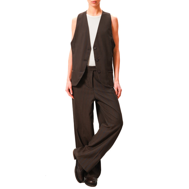 Zeroassoluto-Pantalone GENDER wide leg genderless - spinato moro