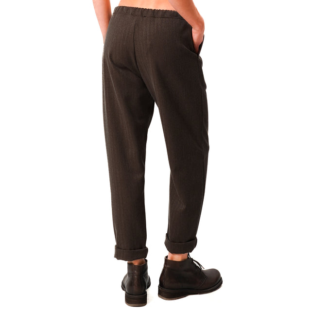 Zeroassoluto-Pantalone GILDA baggy con coulisse - spinato moro