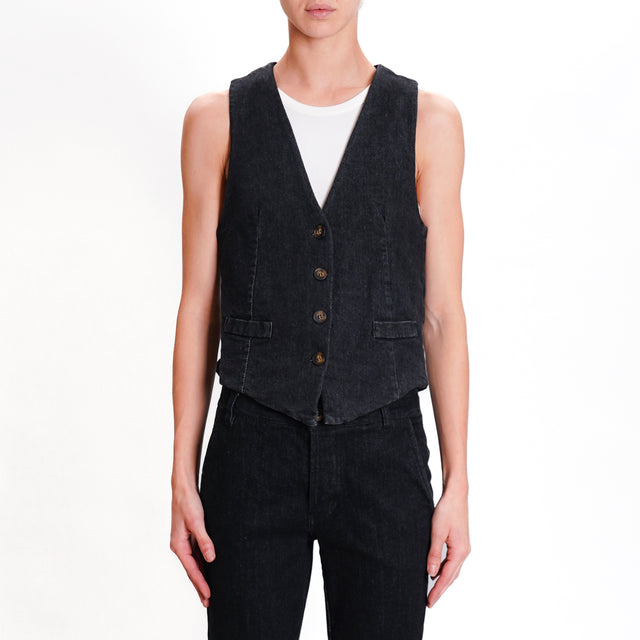 Zeroassoluto-GILLY denim canvas vest - black denim