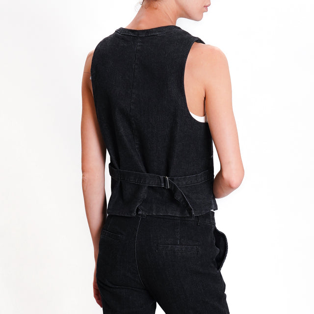 Zeroassoluto-GILLY denim canvas vest - black denim