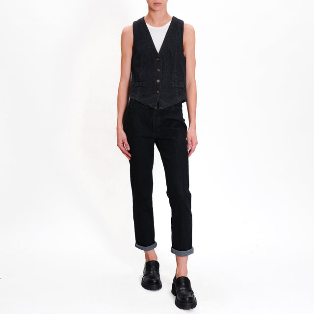 Zeroassoluto-Gilet GILLY tela jeans - denim nero