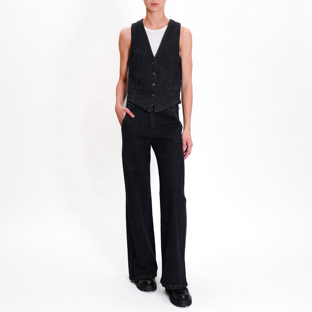 Zeroassoluto-GILLY denim canvas vest - black denim