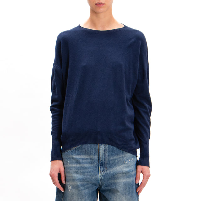 Zeroassoluto-Ribbed cuff crewneck sweater - blue