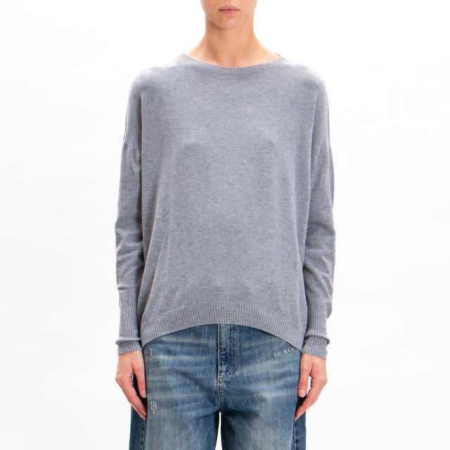 Zeroassoluto-Crewneck sweater with ribbed cuffs - grey