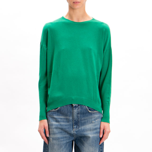 Zeroassoluto-Crewneck sweater with ribbed cuffs - GREEN