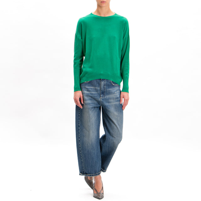 Zeroassoluto-Crewneck sweater with ribbed cuffs - GREEN