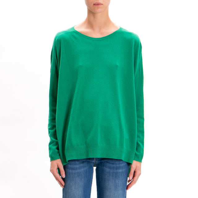 Zeroassoluto-Oversized shirt with side slits - GREEN