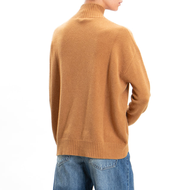 Zeroassoluto-Ribbed collar sweater - biscuit