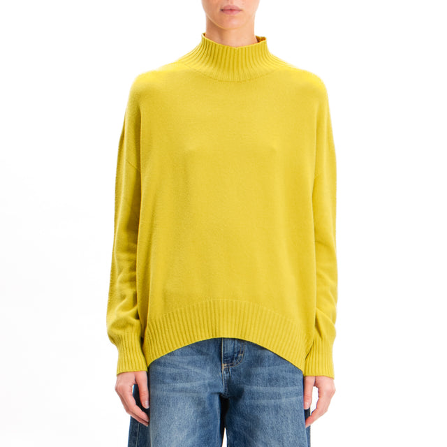 Zeroassoluto-Ribbed collar sweater - lime