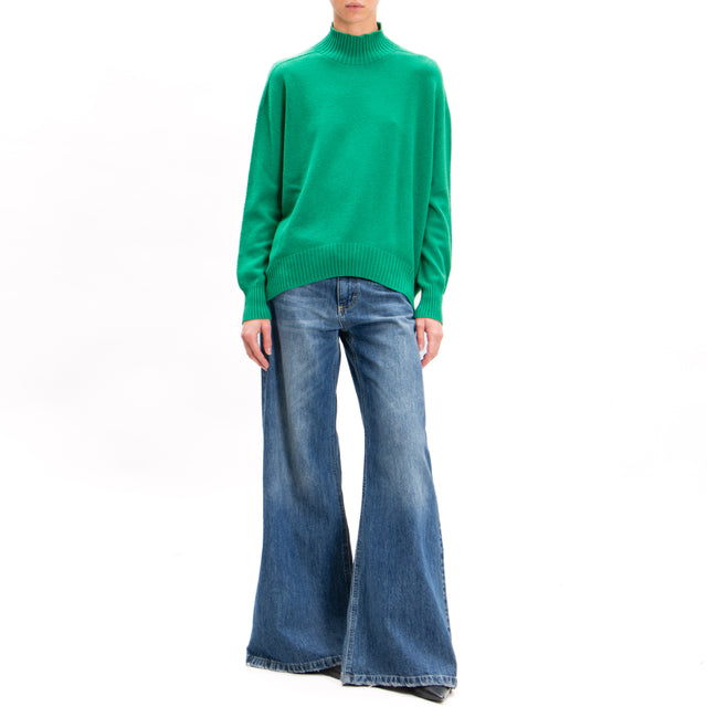 Zeroassoluto-Ribbed collar sweater - GREEN