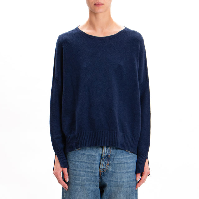 Zeroassoluto-Side slit box jersey - blue