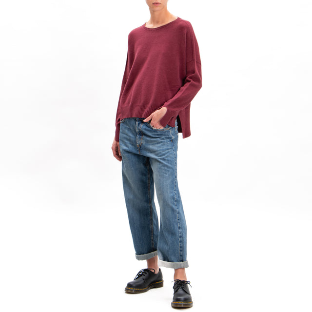 Zeroassoluto-Side Slit Box Jersey - Bordeaux