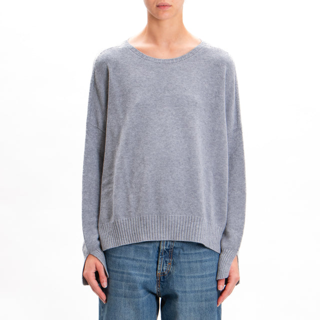 Zeroassoluto-Side slit box jersey - grey