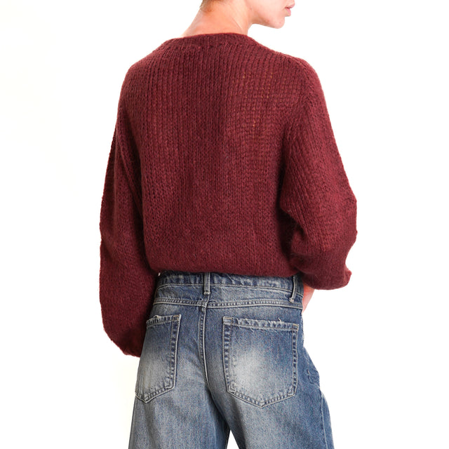 Zeroassoluto-Mohair cardigan with jewel buttons - Bordeaux