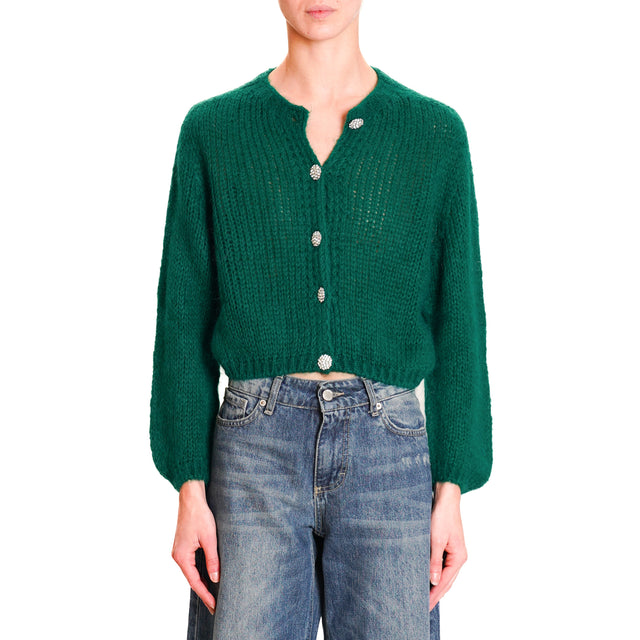 Zeroassoluto-Mohair cardigan with jewel buttons - emerald