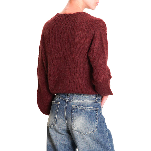 Zeroassoluto-Crop mohair cardigan with jewel buttons - Bordeaux